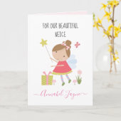 Niece verjaardagsmeisjes roze whimsical kaart (Gele Bloem)