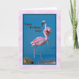 Niece's Birthday Card met Roze Flamingo Kaart