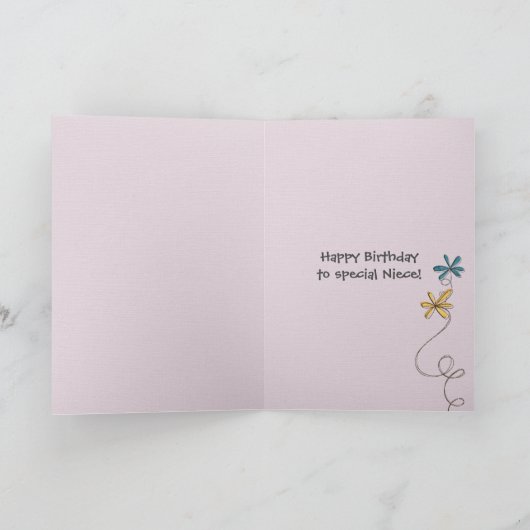 Niece's Verjaardag met glitterbloemen Kaart (Binnen)