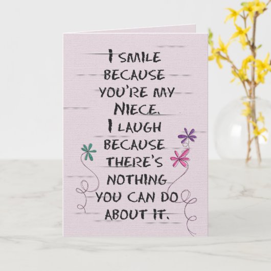 Niece's Verjaardag met glitterbloemen Kaart (Gele Bloem)