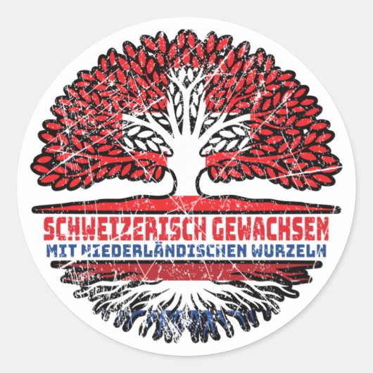Niederlande Niederländisch Schweizer Schweiz Baum Ronde Sticker (Voorkant)
