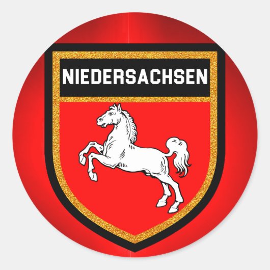 Niedersachsen Flag Ronde Sticker (Voorkant)
