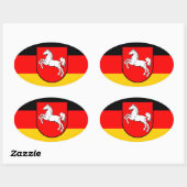 Niedersachsen Flagge mit Wappen Ovale Sticker (Vel)