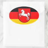 Niedersachsen Flagge mit Wappen Ovale Sticker (Tas)