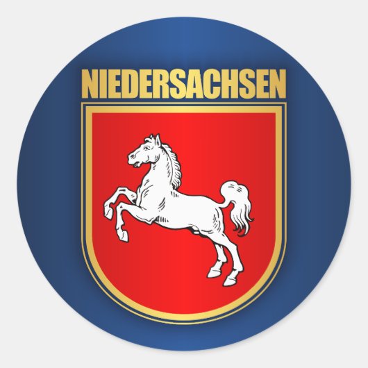 Niedersachsen (Nedersaksen) COA Ronde Sticker (Voorkant)