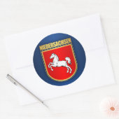 Niedersachsen (Nedersaksen) COA Ronde Sticker (Envelop)
