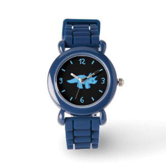 Niedliche Blaue Triceratops Dinosaurier Horloge
