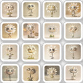 Niedliche Gänseblümchen-Sticker – 16 Sticker (Voorkant)