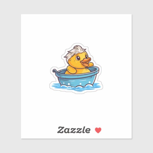 Niedliche gelbe kawaii Gummi-Ente in Badewanne Sticker (Vel)