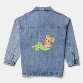 Niedliche Maus schneidet Stoff zu Denim Jacket