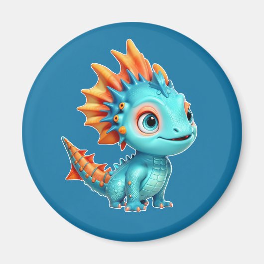 Niedlicher Alien-Drache, türkis - Magneet (Voorkant)