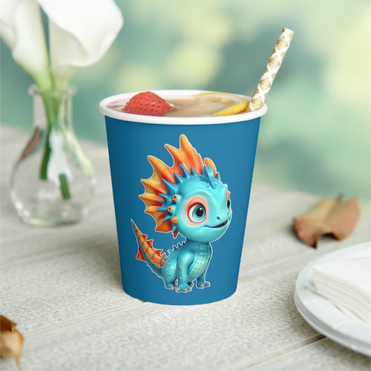 Niedlicher Alien-Drache, türkis - Papieren Bekers (Insitu)
