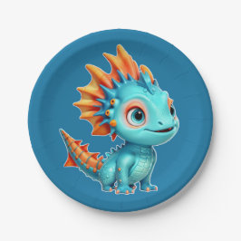 Niedlicher Alien-Drache, türkis - Papieren Bordje