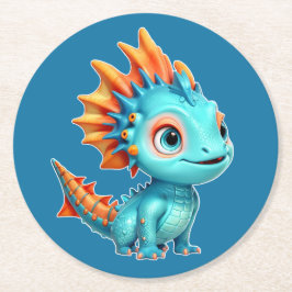 Niedlicher Alien-Drache, türkis -  Ronde Kartonnen Onderzetter
