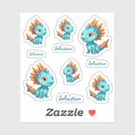 Niedlicher Alien-Drache, türkis - Sticker