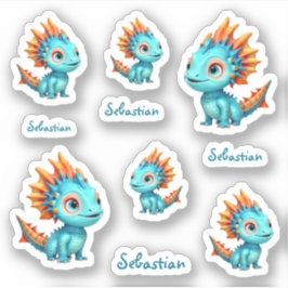Niedlicher Alien-Drache, türkis - Sticker