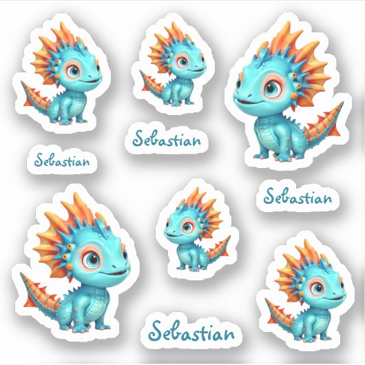 Niedlicher Alien-Drache, türkis - Sticker (Voorkant)