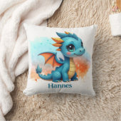 Niedlicher Babydrache blau orange - Kinder Kussen (Deken)