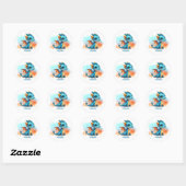 Niedlicher Babydrache blau orange Kinder Ronde Sticker (Vel)