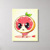 Niedlicher Grapefruit-Charakter Canvas Afdruk (Voorkant)
