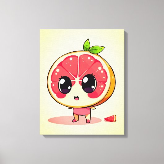 Niedlicher Grapefruit-Charakter Canvas Afdruk (Voorkant)