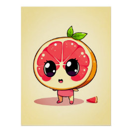 Niedlicher Grapefruit-Charakter Perfect Poster