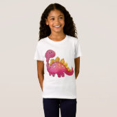 Niedlicher Rosa Dinosaurier Relief 3D-Look Mädchen T-shirt (Voorkant volledig)