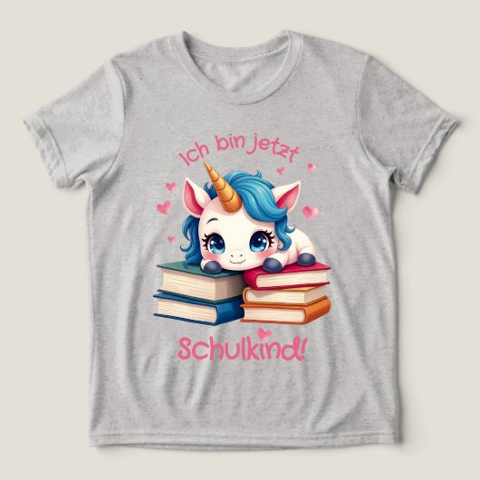 Niedliches Einhorn mit Büchern - Schulkind | Tri-Blend Shirt (Design voorkant)