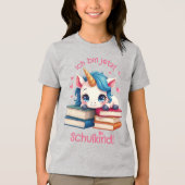 Niedliches Einhorn mit Büchern - Schulkind | Tri-Blend Shirt (Voorkant)