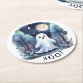 Niedliches Gespenst Geist im Wald Halloween Ronde Kartonnen Onderzetter (Gebogen)