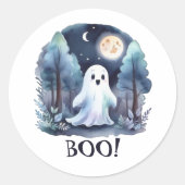 Niedliches Gespenst Geist im Wald Halloween Ronde Sticker (Voorkant)