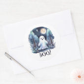 Niedliches Gespenst Geist im Wald Halloween Ronde Sticker (Envelop)