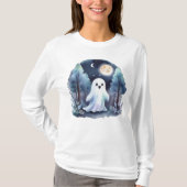 Niedliches Gespenst Geist im Wald Longsleeve  T-shirt (Voorkant)