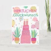 Niedliches Glückwunsch Geburtstagskuchen Rosa Bunt Kaart (Voorkant)
