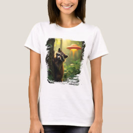 niedliches Waschbär-UFO-Design T-shirt