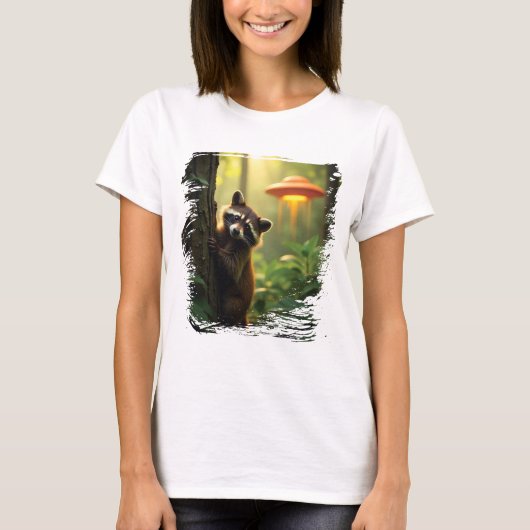 niedliches Waschbär-UFO-Design T-shirt (Voorkant)