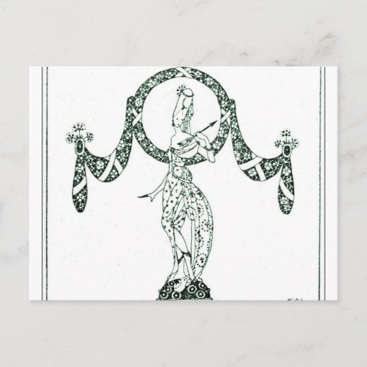 Nielsen in poeder en crinoline briefkaart (Voorkant)