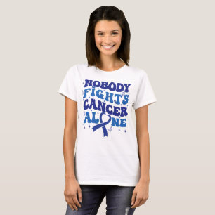 Niemand bestrijdt kanker alleen Colon Cancer Aware T-shirt