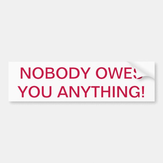 "NIEMAND BEZIT JE IETS" BUMPERSTICKER (Voorkant)