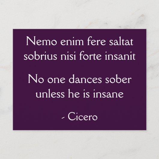 Niemand danst sober - Cicero quote Briefkaart (Voorkant)