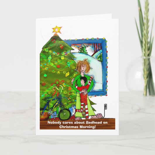 Niemand geeft om Bedhead Feestdagen Kaart (Voorkant)