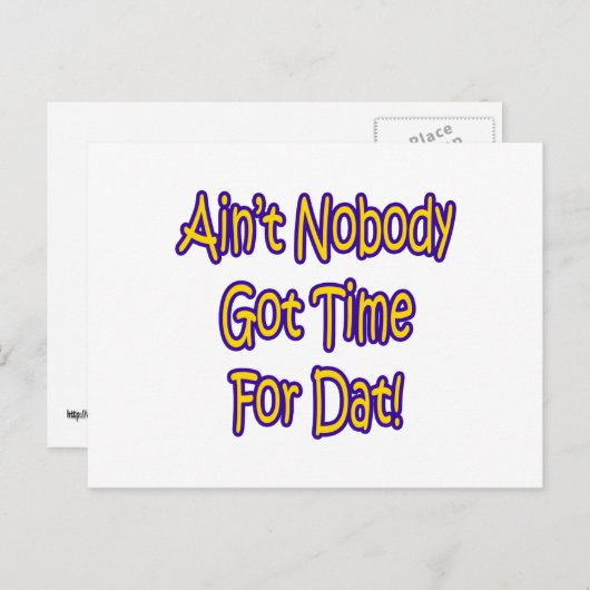 Niemand heeft tijd voor dat! briefkaart (Voorkant / Achterkant)