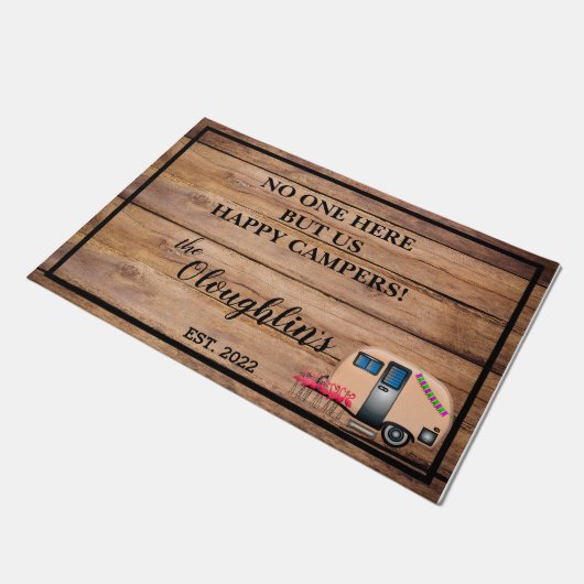 Niemand hier, maar onze Happy Campers wood familie Deurmat (Schuin)