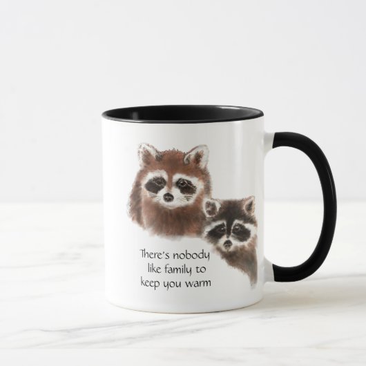 Niemand houdt van familie, Cute Raccoon Animal Mok (Rechts)