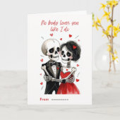 Niemand houdt van jou zoals ik Skeleton Valentine Kaart (Gele Bloem)