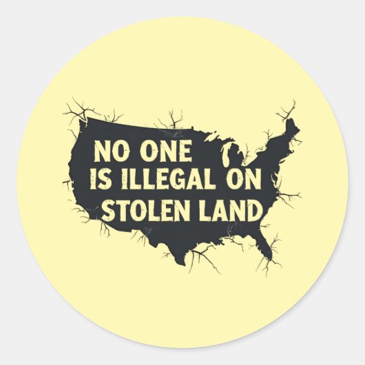 NIEMAND IS ILLEGAAL OP GESTOLEN LAND - VS Diversit Ronde Sticker (Voorkant)