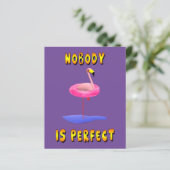 Niemand is perfect - flamingo met zwemring (Staand voorkant)