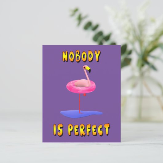Niemand is perfect - flamingo met zwemring (Staand voorkant)