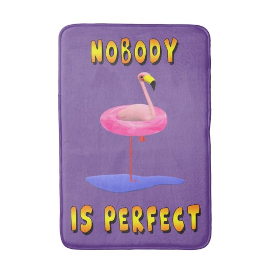 Niemand is perfect - flamingo met zwemring badmat (Voorkant Verticaal)