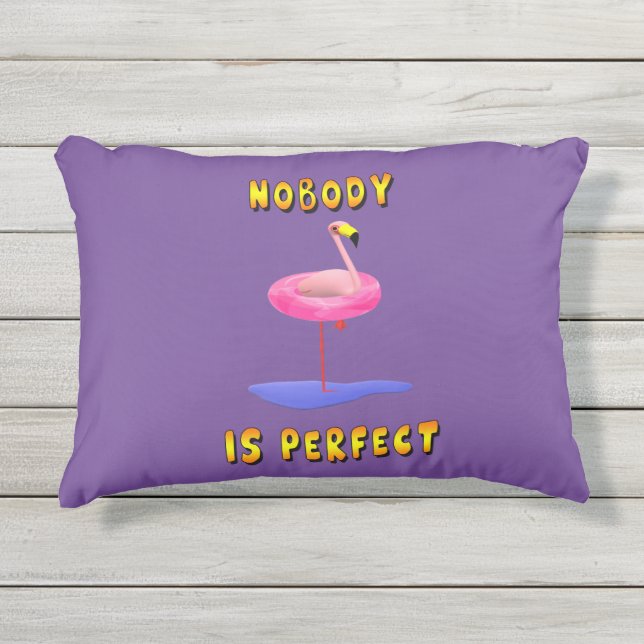 Niemand is perfect - flamingo met zwemring buitenkussen (Voorkant)